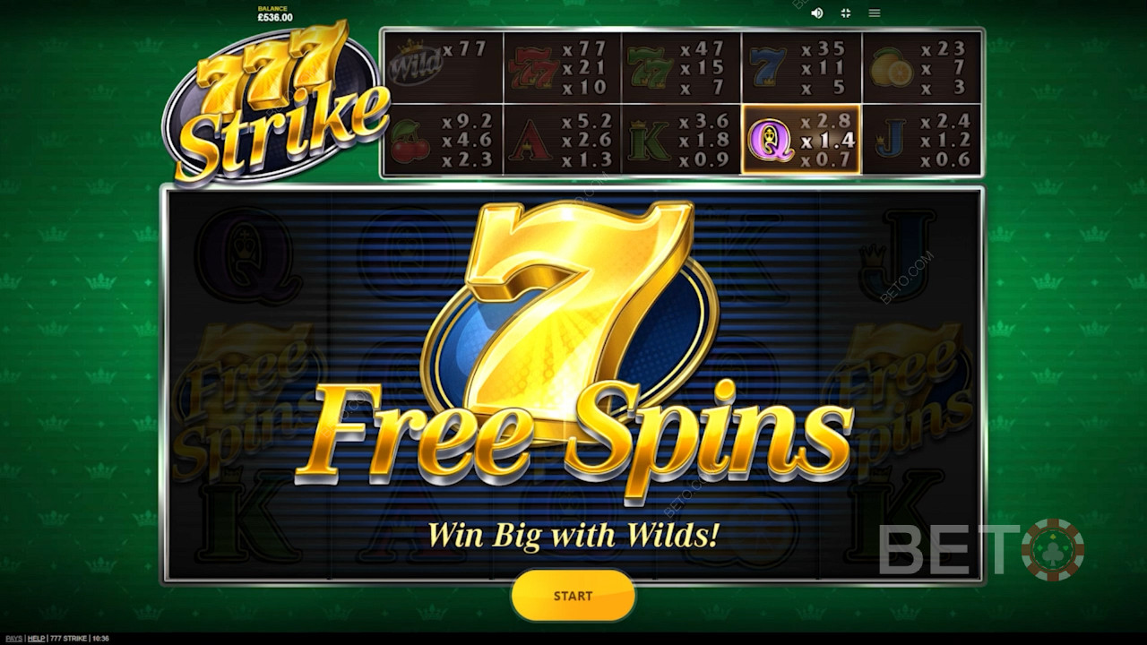 Исключительно щедрый бонусный раунд Free Spins из 777 Strike