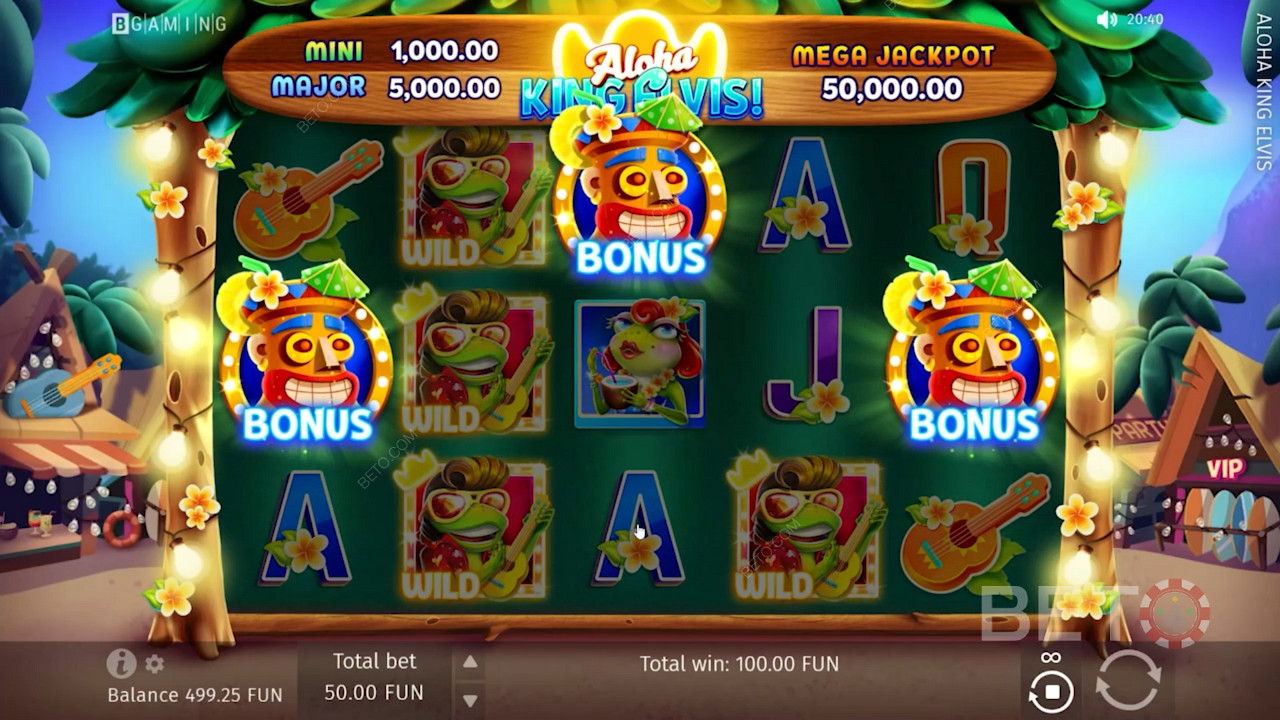 Уникальные тематические бонусные функции в Aloha King Elvis