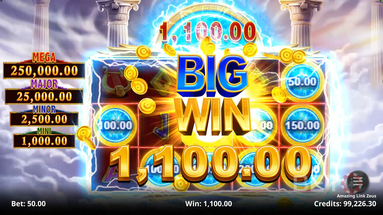 Выигрыш в слоте Amazing Link Zeus