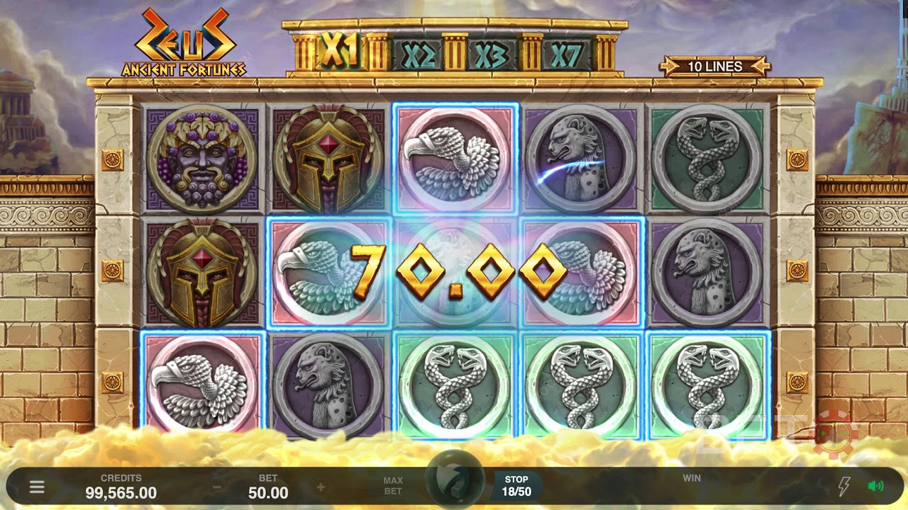 Высокооплачиваемый выигрыш в слоте Ancient Fortunes: Zeus