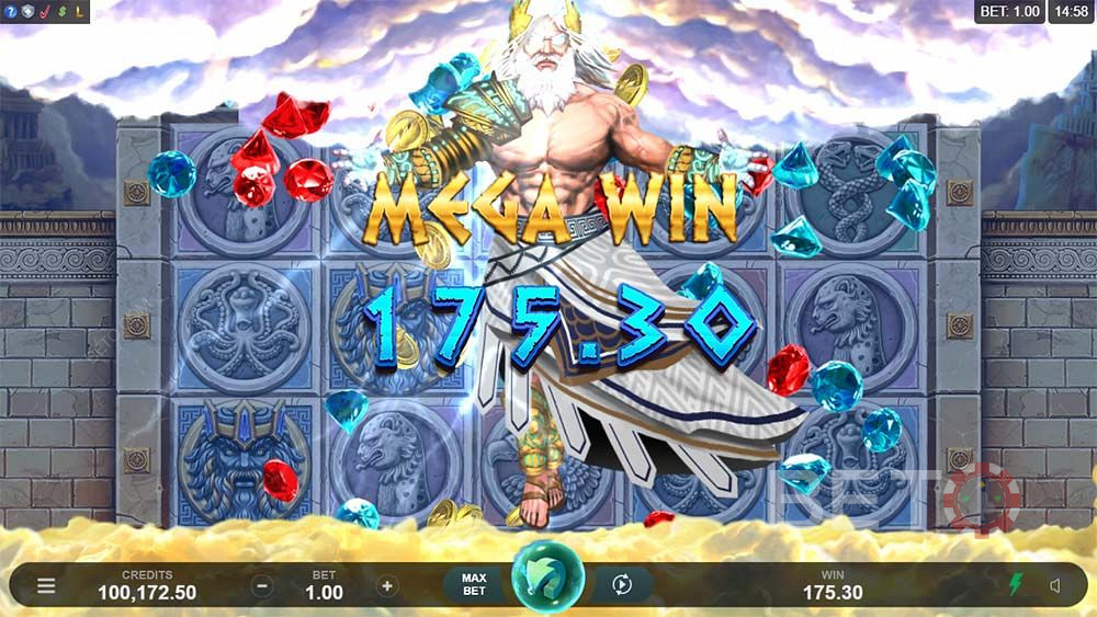 Мега выигрыш в слоте Ancient Fortunes: Zeus