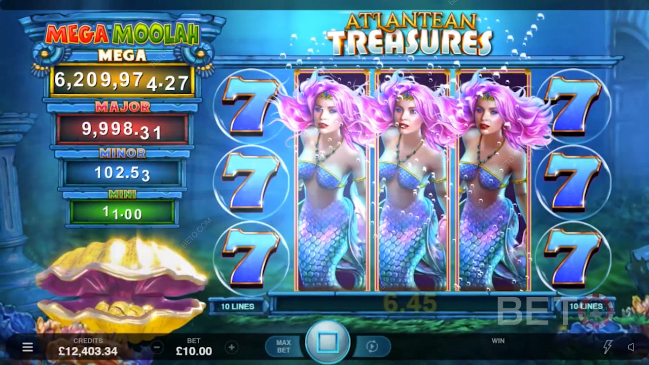 Символы Mermaid Wild могут расширяться и занимать 3 средних барабана