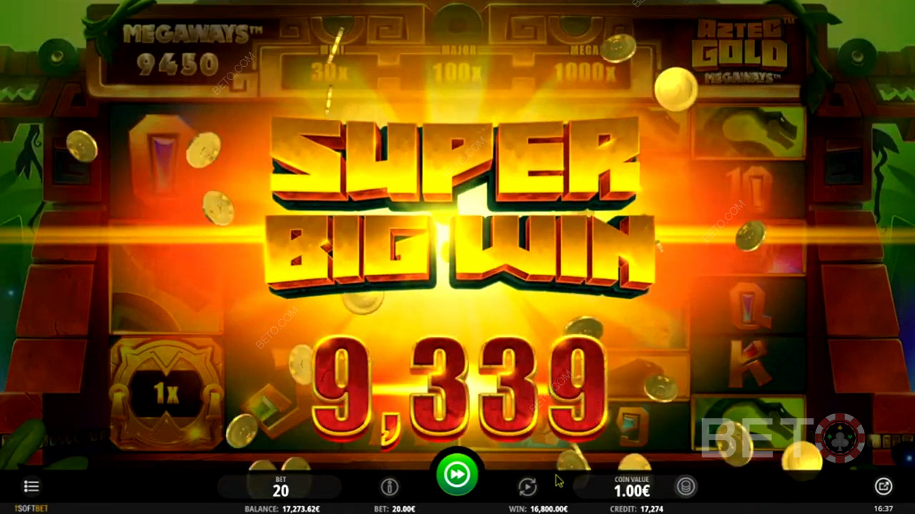 Суперкрупный выигрыш в видеослоте Aztec Gold Megaways