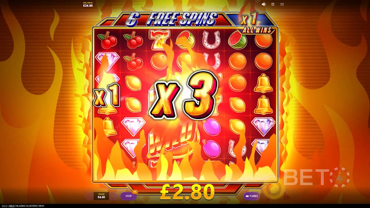 Играйте в Blazing Clusters и получите шанс выиграть денежные призы в 1 201 раз