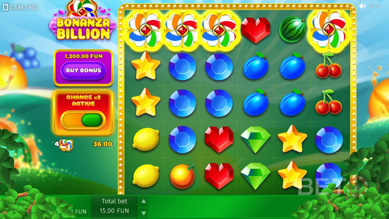 Опция Chance X2 в игровом автомате Bonanza Billion