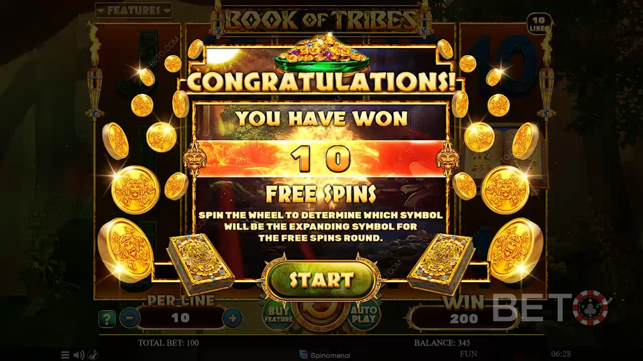 Выиграйте 10 бесплатных вращений после выпадения 3 скаттеров