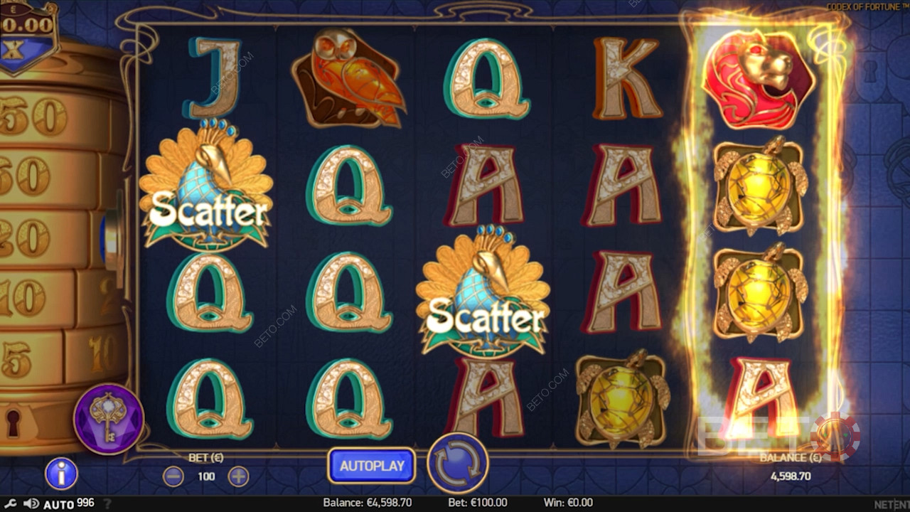 Сетка 5x4 в онлайн слоте Codex of Fortune