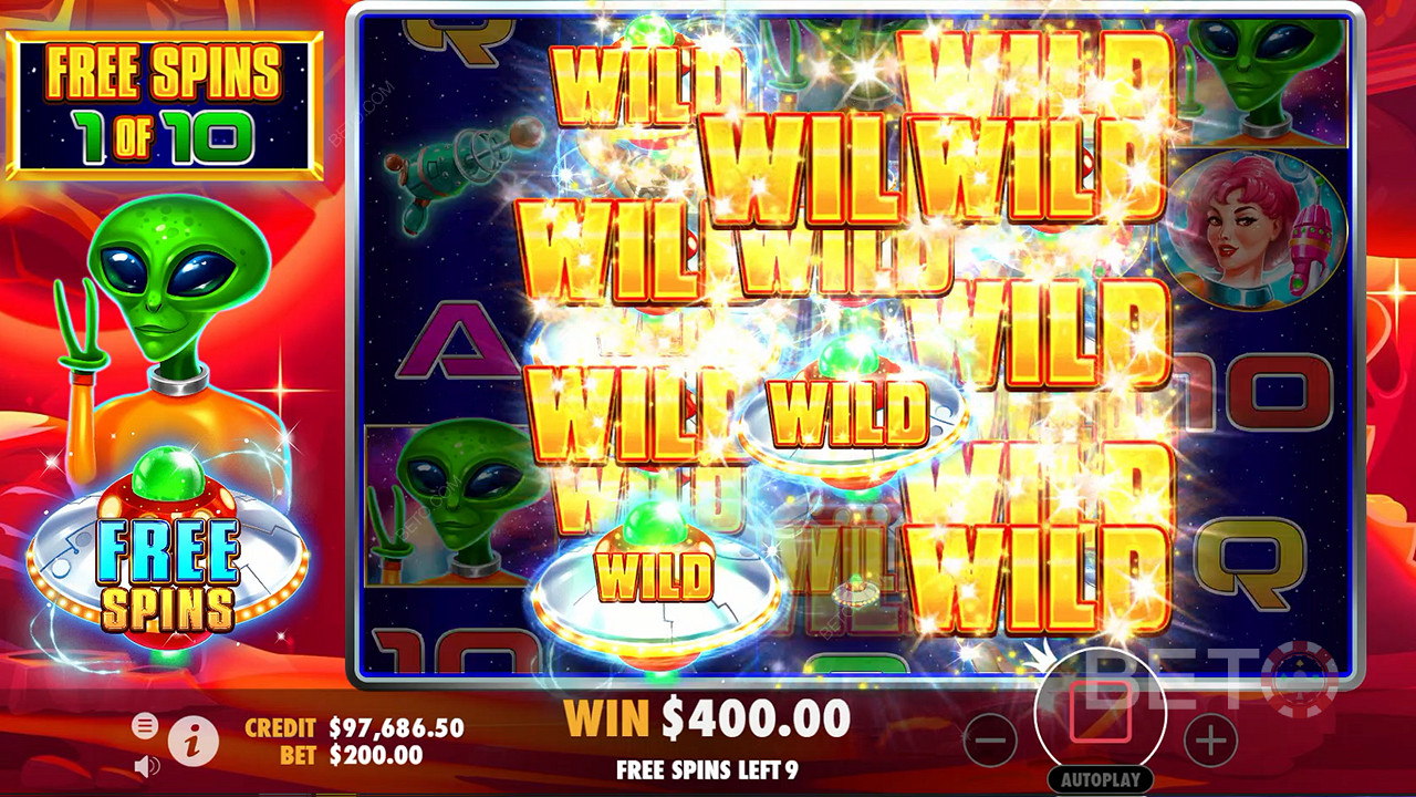 Больше сложенных Wild на средних барабанах появляются во время бесплатных вращений