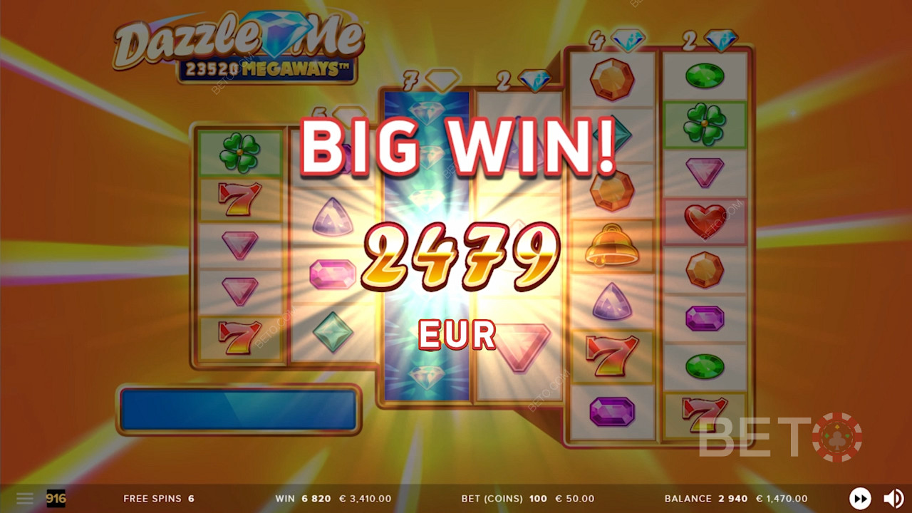Выплаты в Dazzle Me Megaways