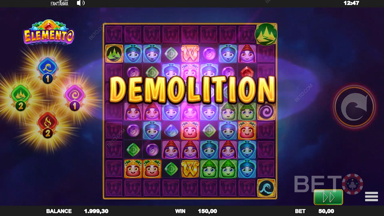 Наслаждайтесь различными функциями Element Wild и крупными выигрышами в слоте Elemento.