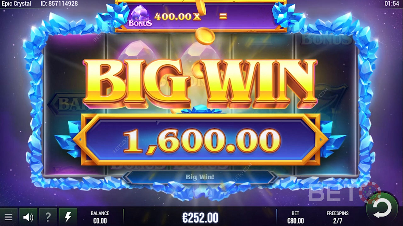 Выигрыш в Epic Crystal