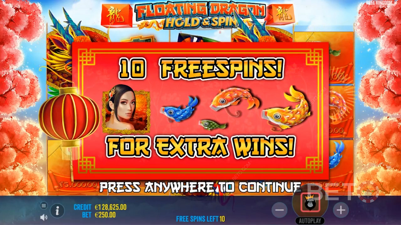 Бесплатные вращения в игре Floating Dragon