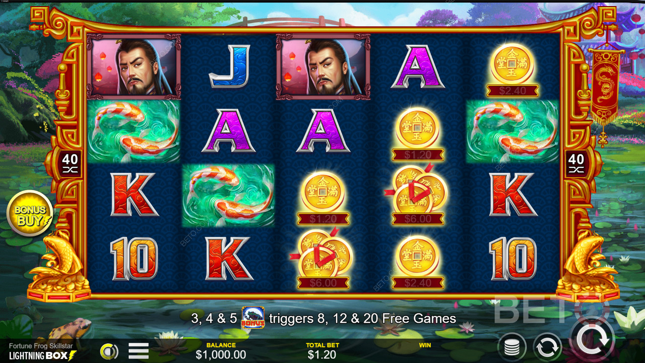 Игровое поле 5х4 в слоте Fortune Frog Skillstar от Lightning Box