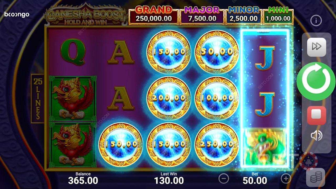 Запуск бонусной игры Hold and Win с 6 и более бонусными символами