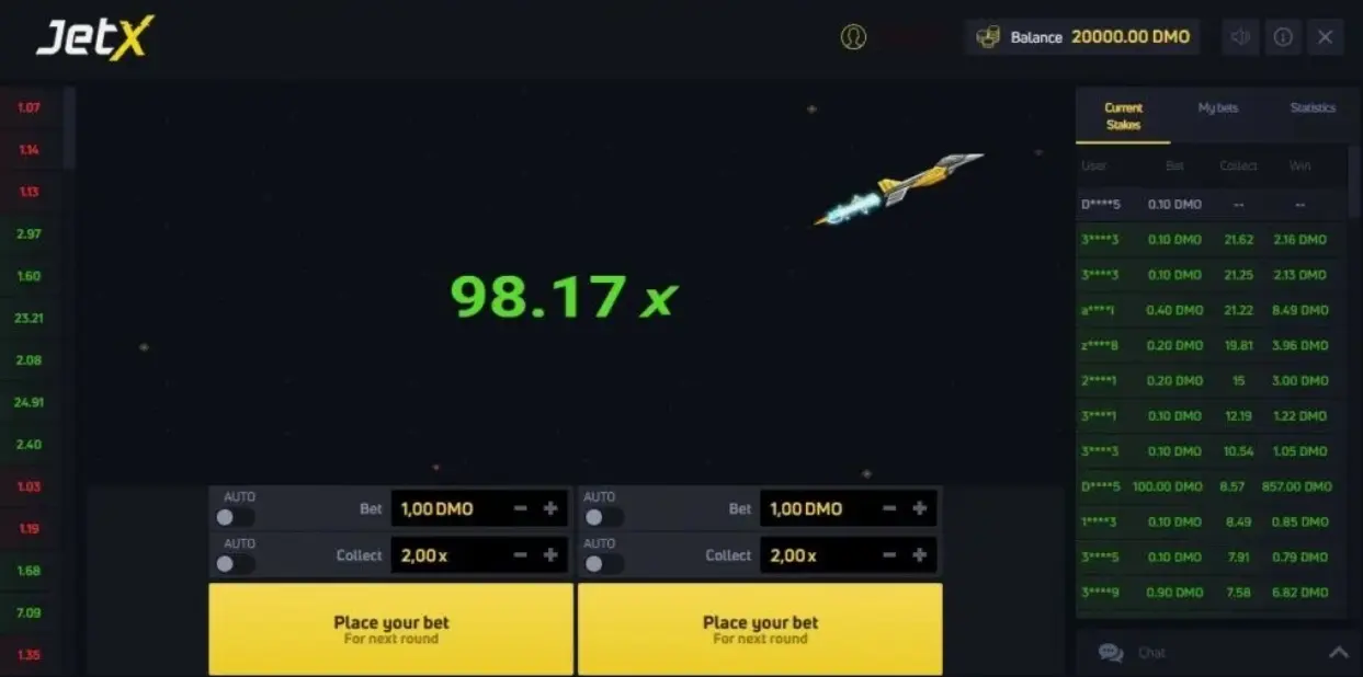 Демо версия игры JetX
