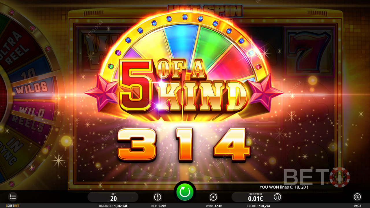 Ставьте от 0,20 до 20,00 евро и выигрывайте огромные суммы в Hot Spin Deluxe